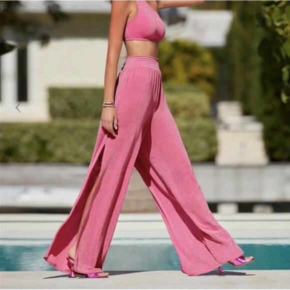 NWT Ramy Brook Athena Glitter Shimmer Knit Wide Leg Palazzo Pant Small - Picture 3 of 8